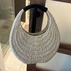 Gorgeous woven bag - sand and black leather like fabric